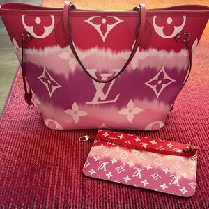 Louis Vuitton Red and Pink Tote Bag